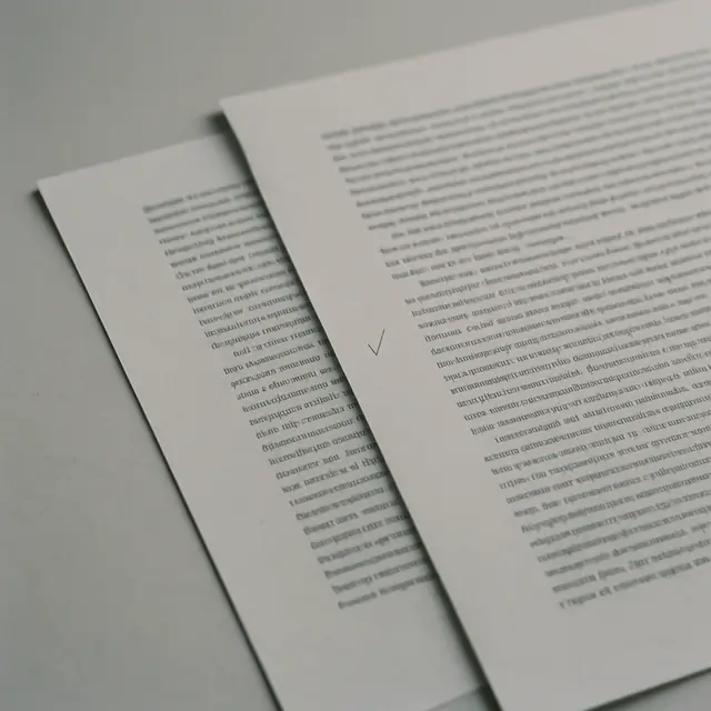 Printed manuscript pages with a pencil check mark in the margin