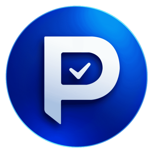 Proofademic logo – bold letter “P” with a checkmark inside a blue circular badge