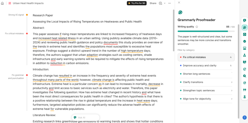 Grammarly - AI student tools