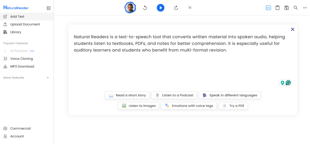 NaturalReader - free AI tools for students