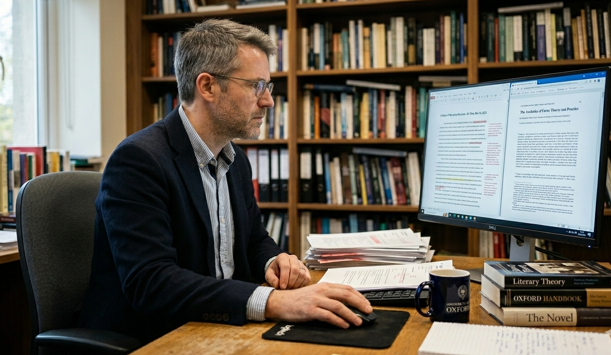 male teacher looking at the screen