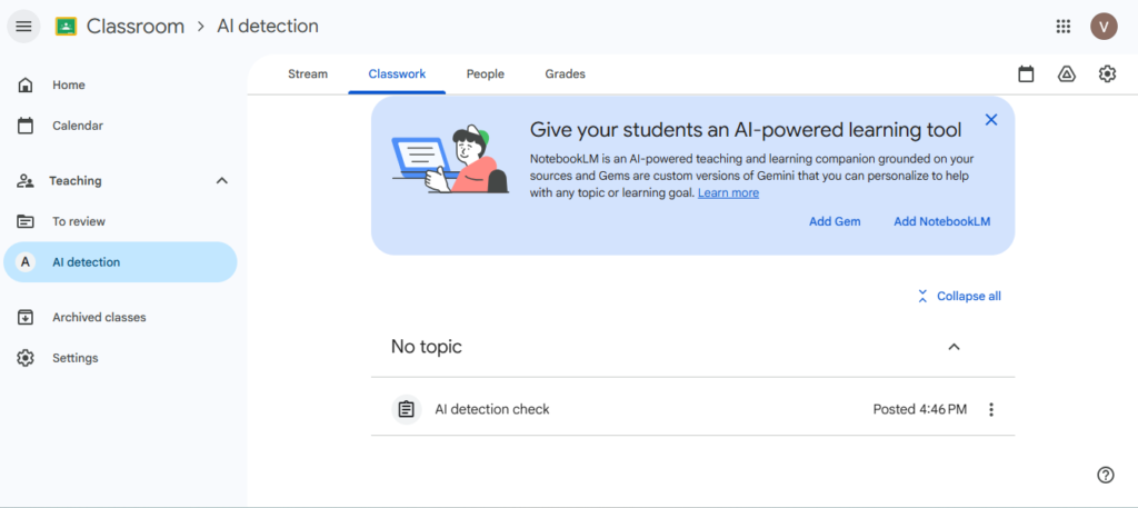 google classroom ai detector