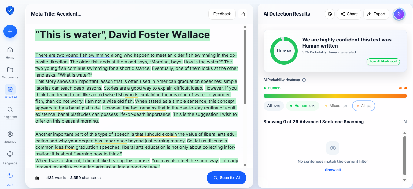Proofademic result on the same ESL-written essay