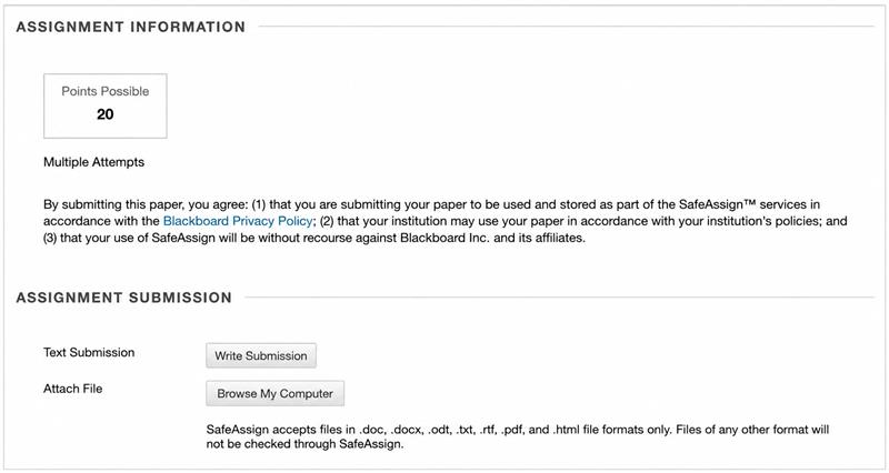 SafeAssign originality report interface
