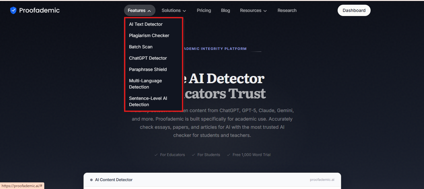 Proofademic academic integrity workflow dashboard