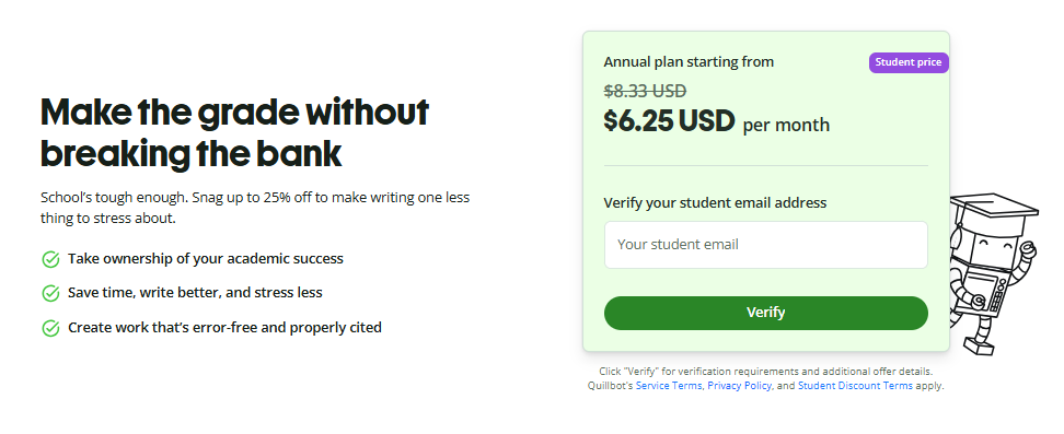 QuillBot Premium plan billing options